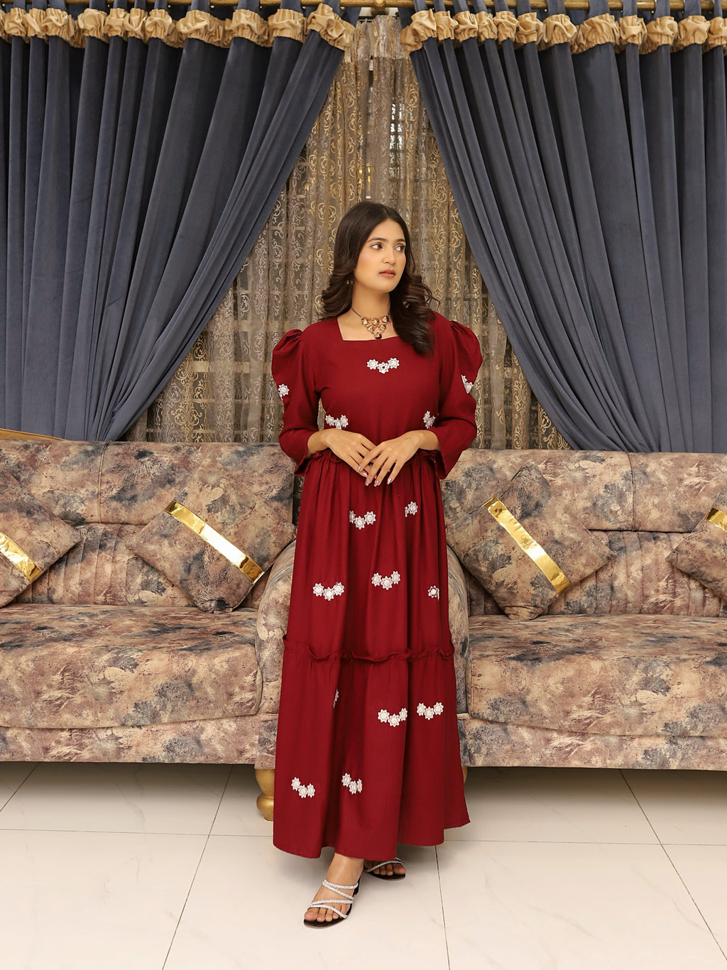 NOVA MAROON EMBROIDERED