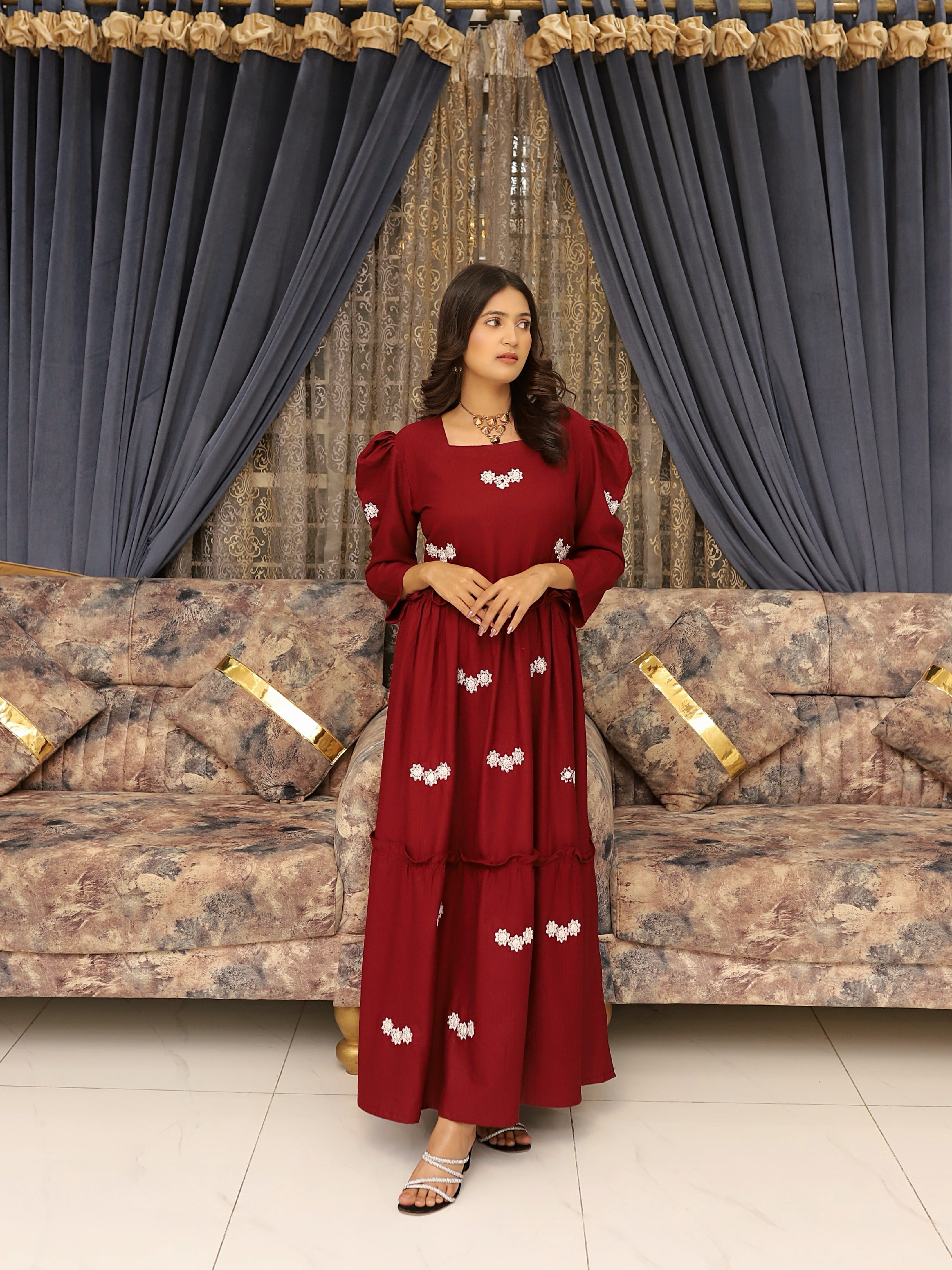 NOVA MAROON EMBROIDERED