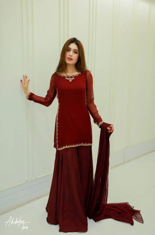 Mahroon Chiffon