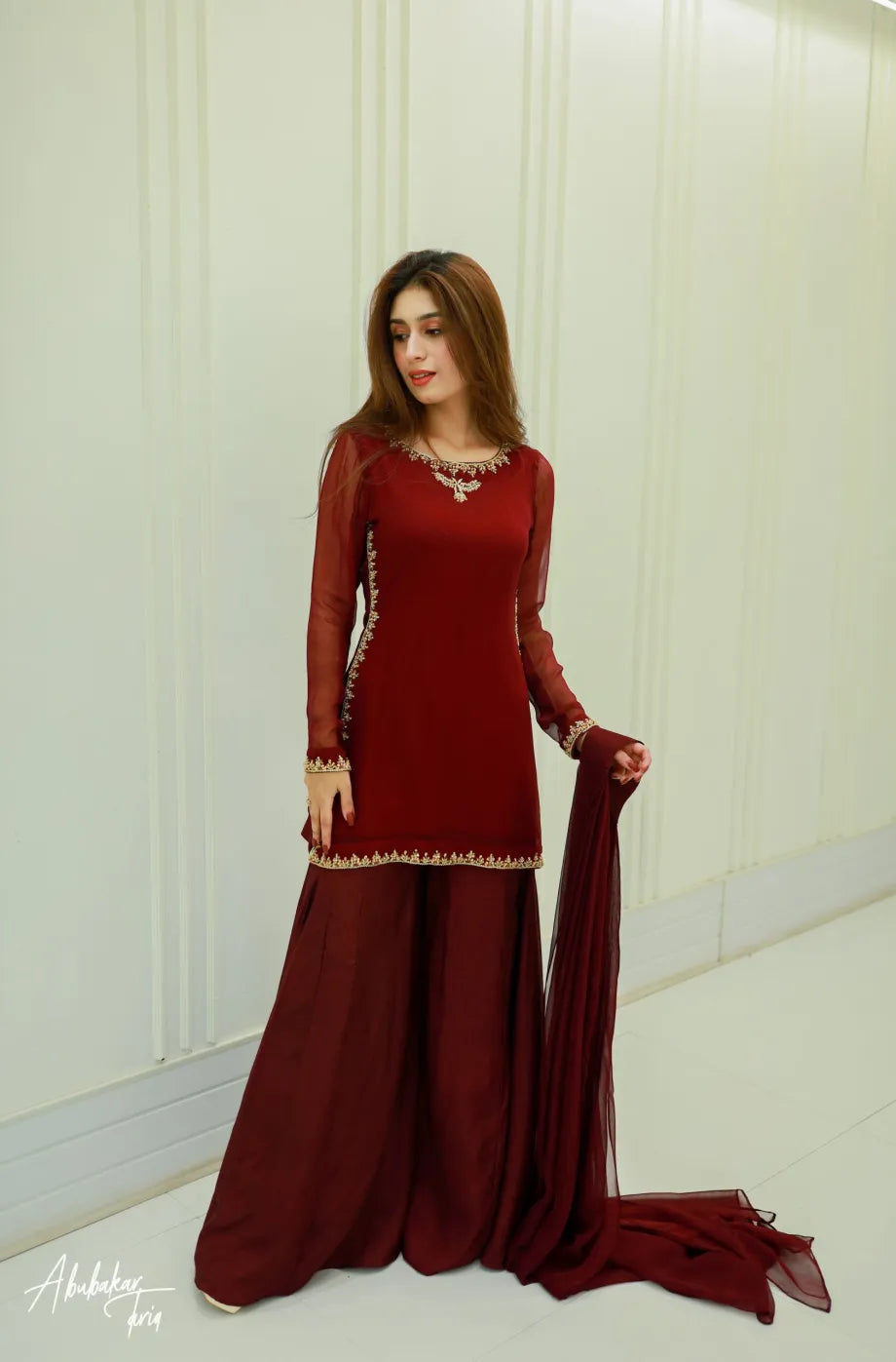 Mahroon Chiffon