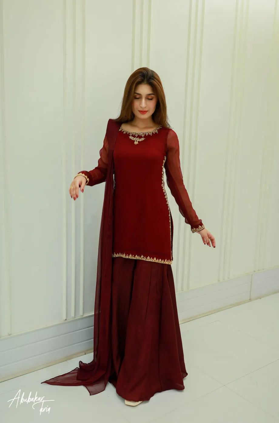 Mahroon Chiffon