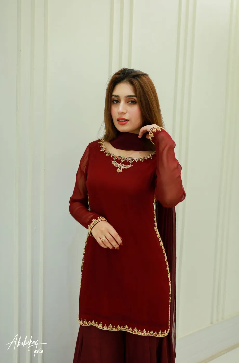 Mahroon Chiffon