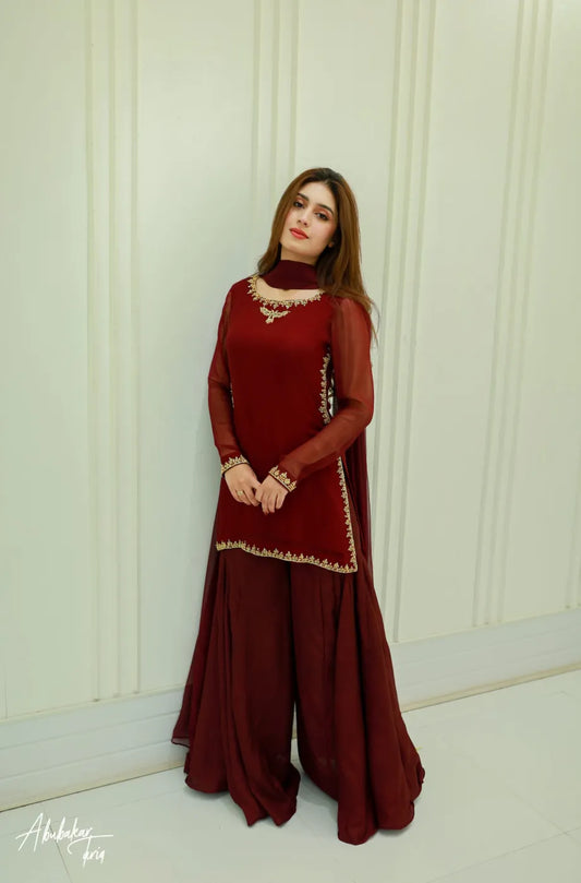 Mahroon Chiffon