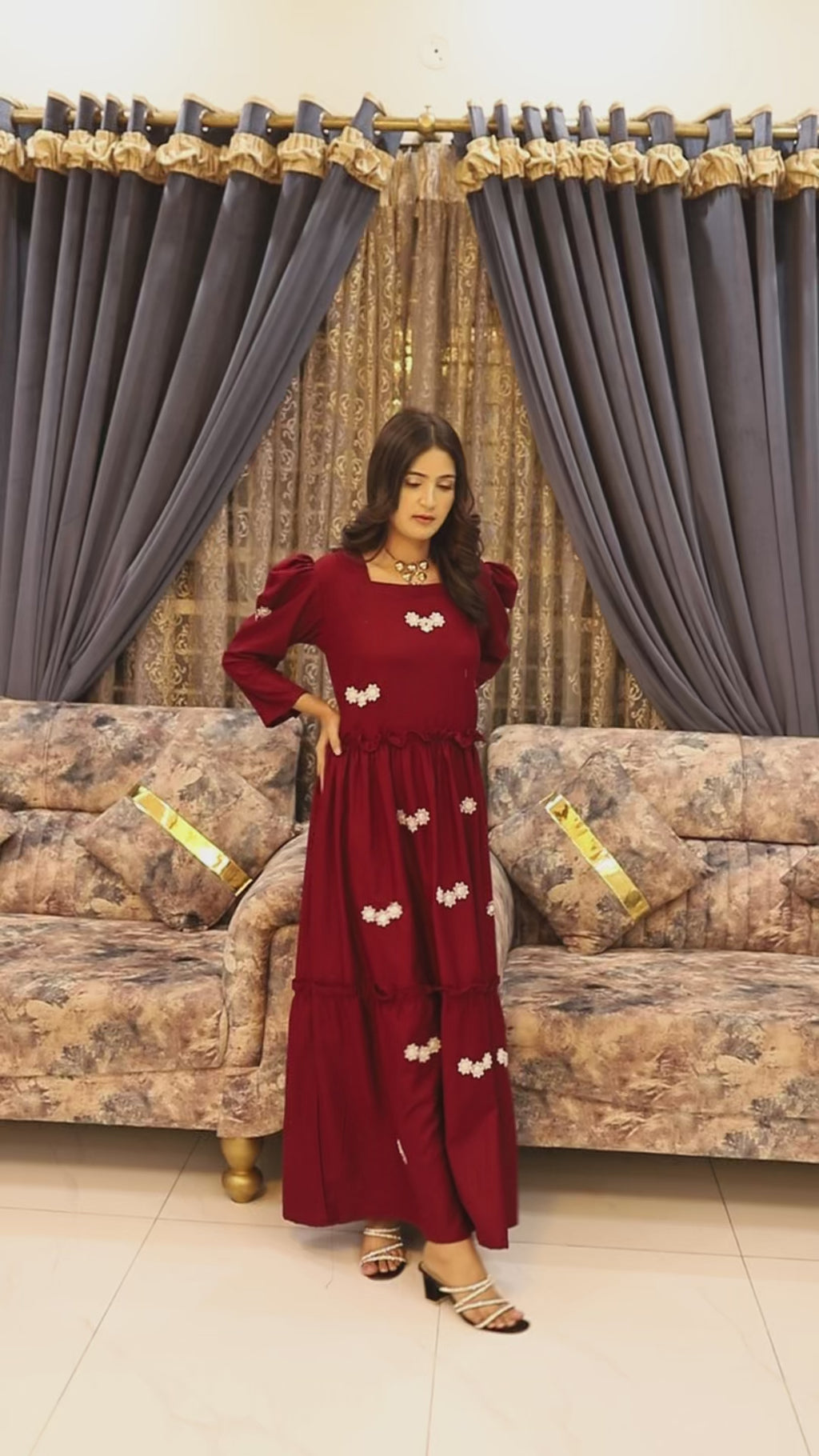 NOVA MAROON EMBROIDERED